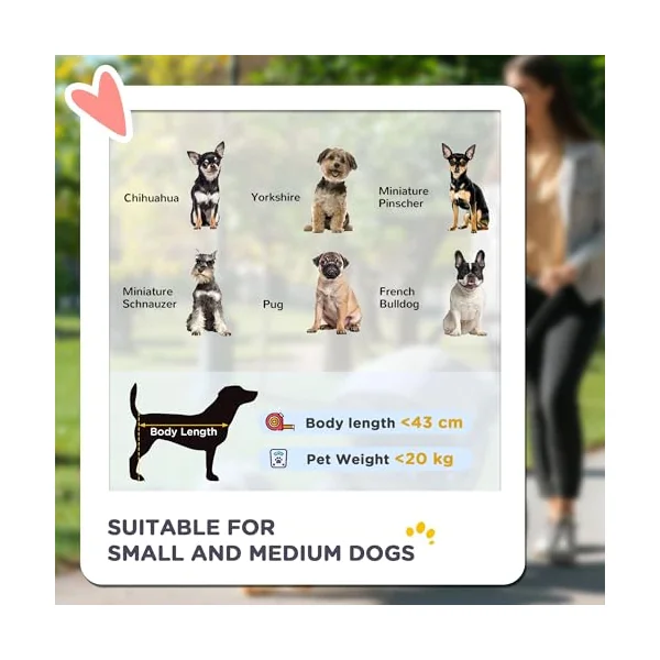PawHut Dog Pram Dog Stroller Foldable for Medium, Small Breeds Red | Jogger, Pet Pushchair, Rubber Wheels, Washable Cushion