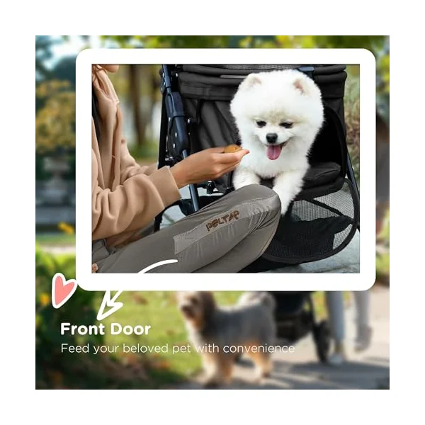 PawHut Dog Pram Dog Stroller with Safety Leashes for Small Dogs Black | Foldable Pet Pushchair, 4 Wheels, Cup Holder