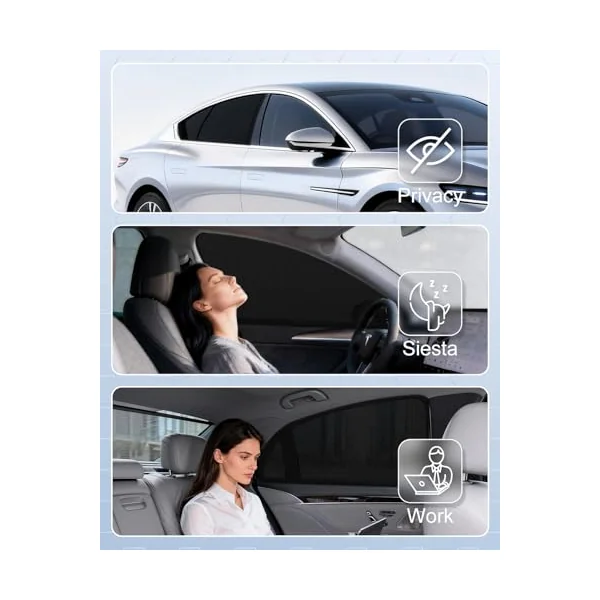 PEMOTech Car Window Shades for Baby 2 Pack - Stretchable & Breathable Spandex Car Sun Shade for Baby - Car Shades UV Sun Protection for Babies/Kids/Adults/Pets - 39.8" x27.2" Fits 99% Cars