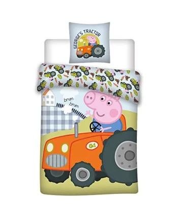 Peppa Pig Baby Duvet Cover 100x135 + Pillowcase 40x60 100% Cotton | Reversible baby bedding | Oeko-Tex certified cotton | Official Peppa Pig | Girls 0-3 | Cot size | Machine washable