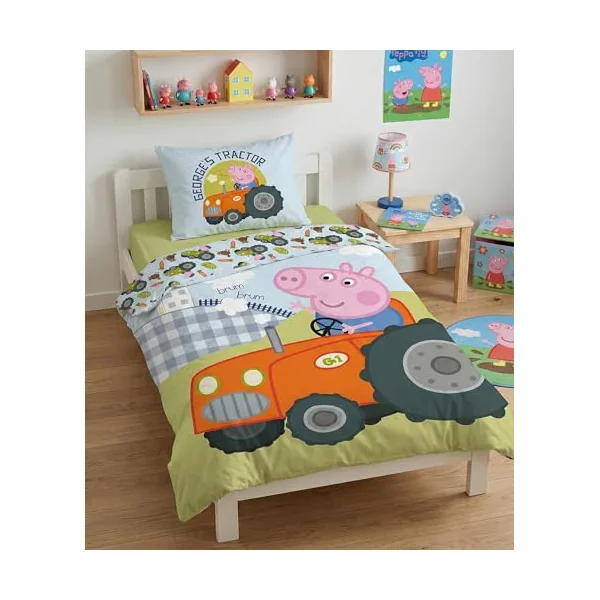 Peppa Pig Baby Duvet Cover 100x135 + Pillowcase 40x60 100% Cotton | Reversible baby bedding | Oeko-Tex certified cotton | Official Peppa Pig | Girls 0-3 | Cot size | Machine washable