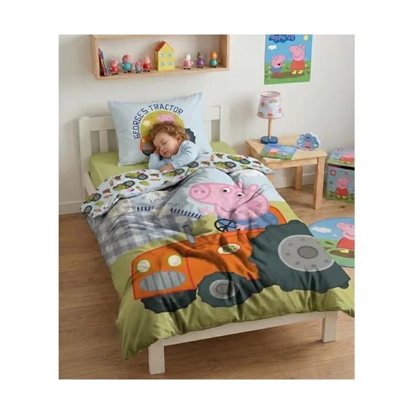 Peppa Pig Baby Duvet Cover 100x135 + Pillowcase 40x60 100% Cotton | Reversible baby bedding | Oeko-Tex certified cotton | Official Peppa Pig | Girls 0-3 | Cot size | Machine washable