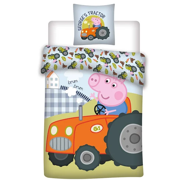 Peppa Pig Baby Duvet Cover 100x135 + Pillowcase 40x60 100% Cotton | Reversible baby bedding | Oeko-Tex certified cotton | Official Peppa Pig | Girls 0-3 | Cot size | Machine washable