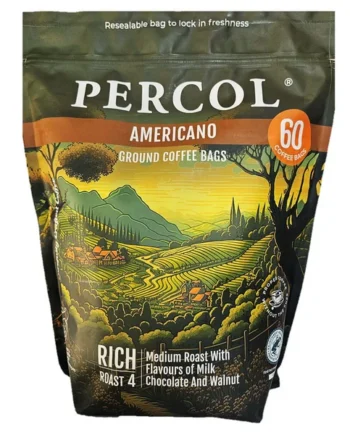 Percol Americano Medium Roast Coffee Bags, 60 x 8g