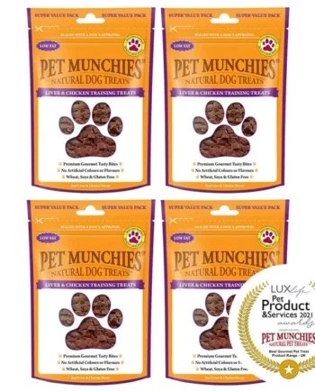 Pet Munchies Natural Liver & Chicken Dog Training Treats, 4 x 150g