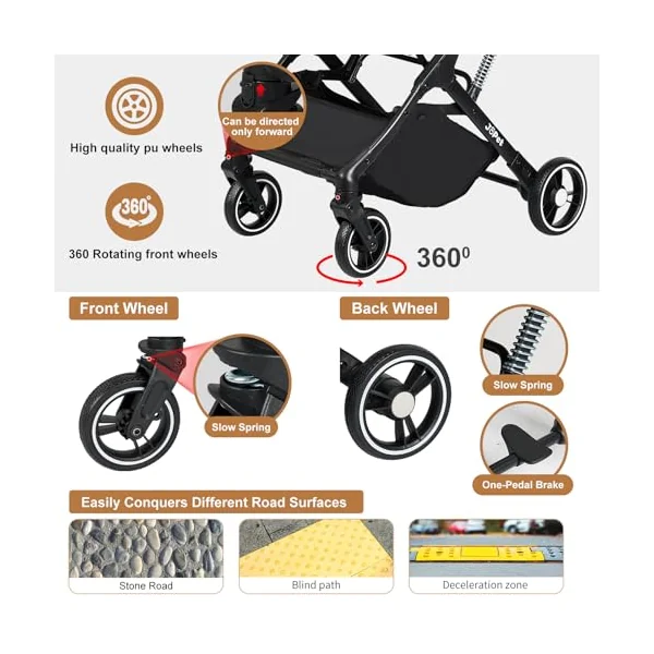 Pet Stroller for Small and medlium Dogs, Aluminum Alloy Frame, Dog Stroller, cat Stroller, Foldable carts, Carrier, One-Hand Automatic Folding, Quick Release Wheel, PU Wheels (Iron Gray)