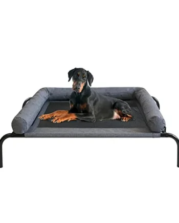 PETIME Cooling Elevated Pet Cushion Bed Raised Dog Cots Beds for Small Dogs, Portable Indoor & Outdoor Pet Hammock Bed, Frame with Breathable Mesh and Removable Bolsters (42 Inch)