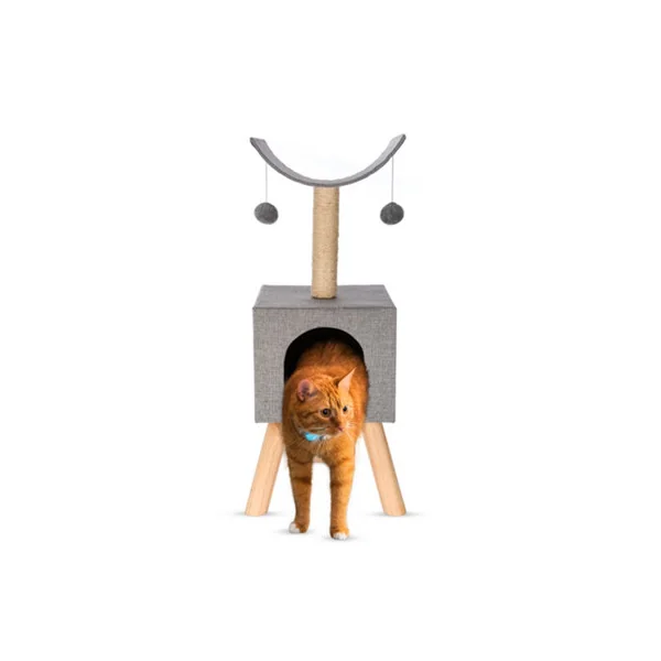 Petlicity 83cm Nordic Cat Scratch Post Activity Centre with Hideaway