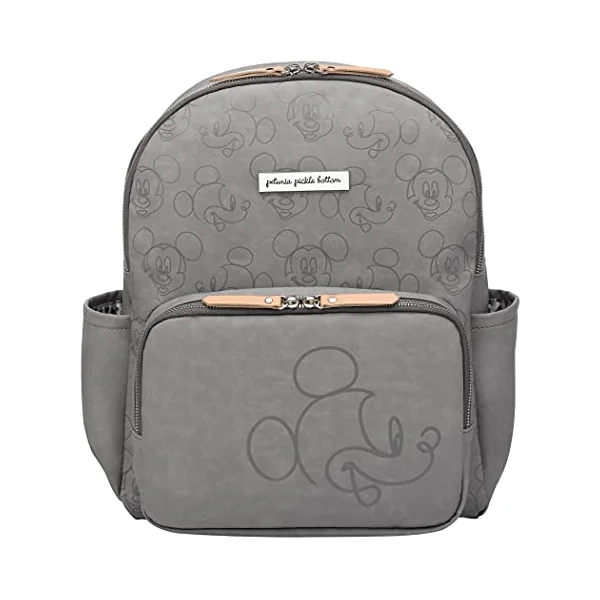 Petunia Pickle Bottom Axis – Mickey & Minnie Bag with Foldable and Removable Changing Pad, Beige/Black