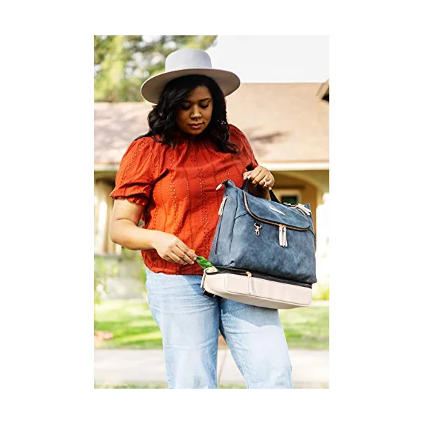 Petunia Pickle Bottom Peppbu64500 – Pushchair Bag with Changing Pad, Unisex, Blue, Indigo/Blush Matte Leatherette