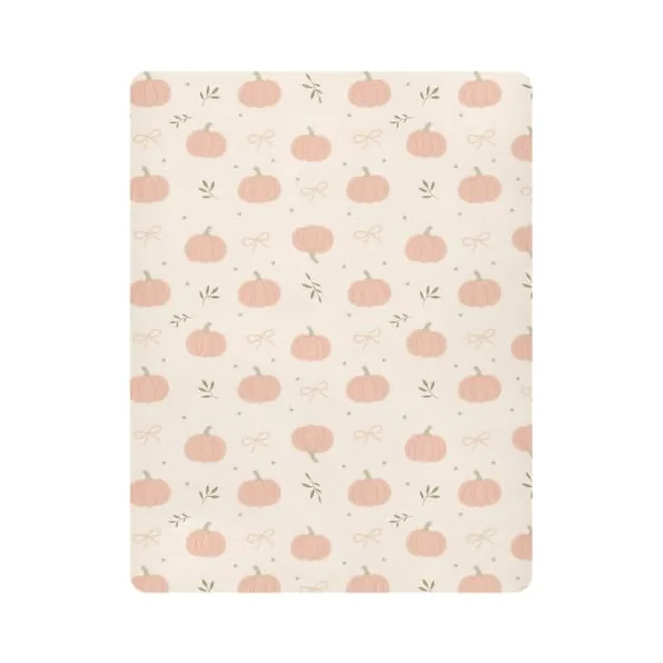 Pfrewn Fall Autumn Crib Sheets for Boys Girls Boho Pink Pumpkins Ribbons Fitted Crib Sheet Fits Standard Crib Mattress Pads Stretch Soft Toddler Baby Sheet Thanksgiving Decor, 52x28x9IN