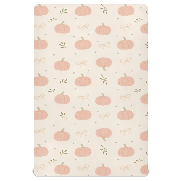 Pfrewn Fall Autumn Crib Sheets for Boys Girls Boho Pink Pumpkins Ribbons Fitted Crib Sheet Fits Standard Crib Mattress Pads Stretch Soft Toddler Baby Sheet Thanksgiving Decor, 52x28x9IN