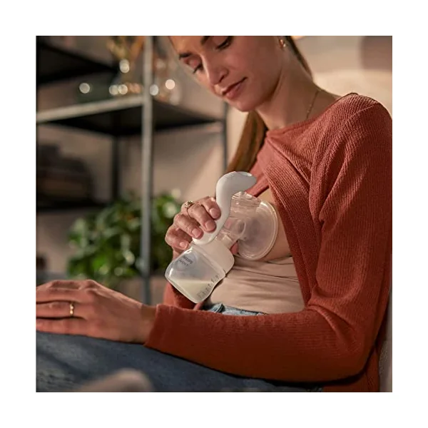 Philips Avent Manual Breast Pump - BPA Free Single Hand Breast Pump (Model SCF430/01), White, Transparent