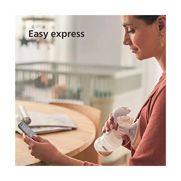 Philips Avent Manual Breast Pump - BPA Free Single Hand Breast Pump (Model SCF430/01), White, Transparent