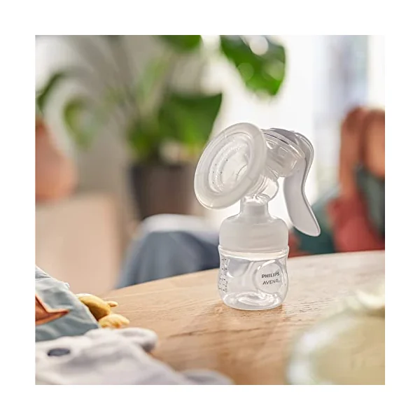 Philips Avent Manual Breast Pump - BPA Free Single Hand Breast Pump (Model SCF430/01), White, Transparent