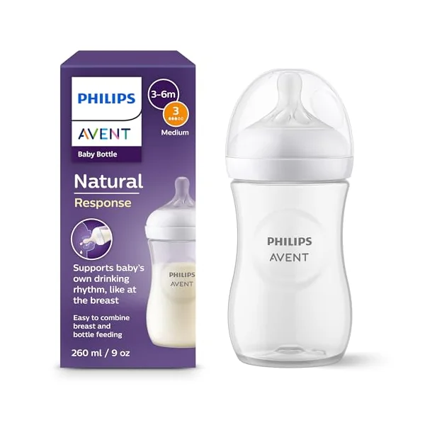 Philips Avent Natural Response Baby Bottle - 260ml Baby Milk Bottle for Newborns and Up, BPA Free, 1+ Months (Model SCY903/01)