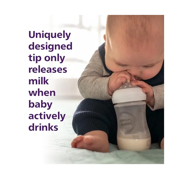 Philips Avent Natural Response Baby Bottle - 2 x 260ml Baby Milk Bottle for Newborns and Up, BPA Free, 1+ Months (Model SCY903/02)