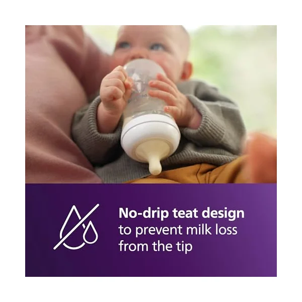 Philips Avent Natural Response Baby Bottle - 3 x 260ml Baby Milk Bottle for Newborns and Up, BPA Free, 1+ Months (Model SCY903/03)