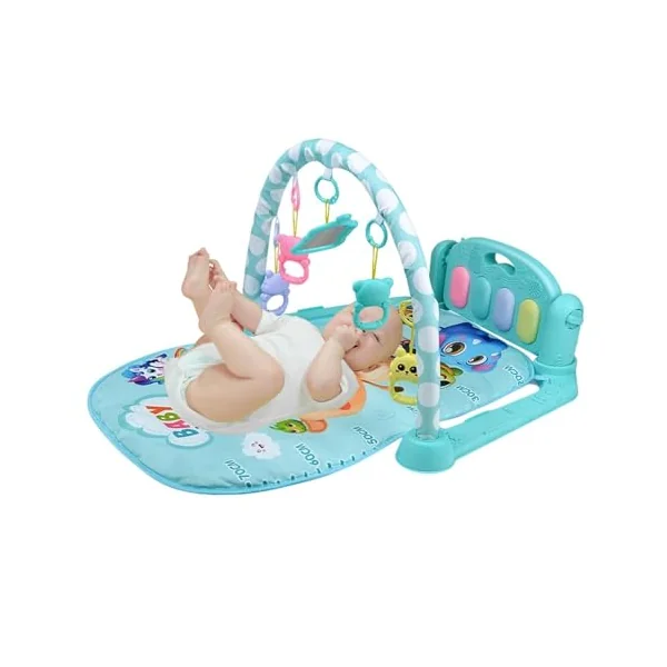Piano Kick and Play Mat, ABS Light Up Musical Gym | Breathable Pad, Detachable Toys, 77x56cm | b-aby Learning Activity Center for Living Room Nursery Daycare, 950g