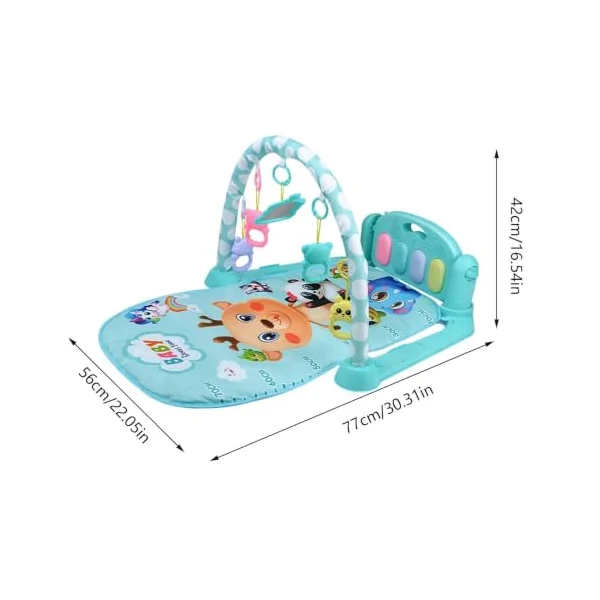 Piano Kick and Play Mat, ABS Light Up Musical Gym | Breathable Pad, Detachable Toys, 77x56cm | b-aby Learning Activity Center for Living Room Nursery Daycare, 950g