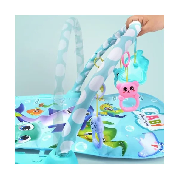 Piano Kick and Play Mat, ABS Light Up Musical Gym | Breathable Pad, Detachable Toys, 77x56cm | b-aby Learning Activity Center for Living Room Nursery Daycare, 950g