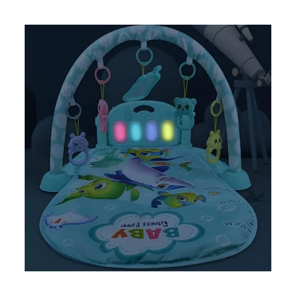 Piano Kick and Play Mat, ABS Light Up Musical Gym | Breathable Pad, Detachable Toys, 77x56cm | b-aby Learning Activity Center for Living Room Nursery Daycare, 950g