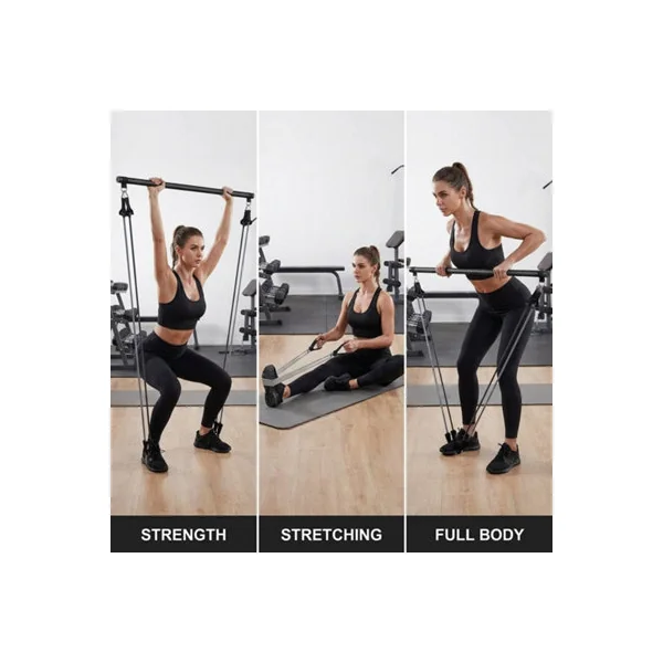 Pilates Bar Kit with Resistance Bands Home Workout Set