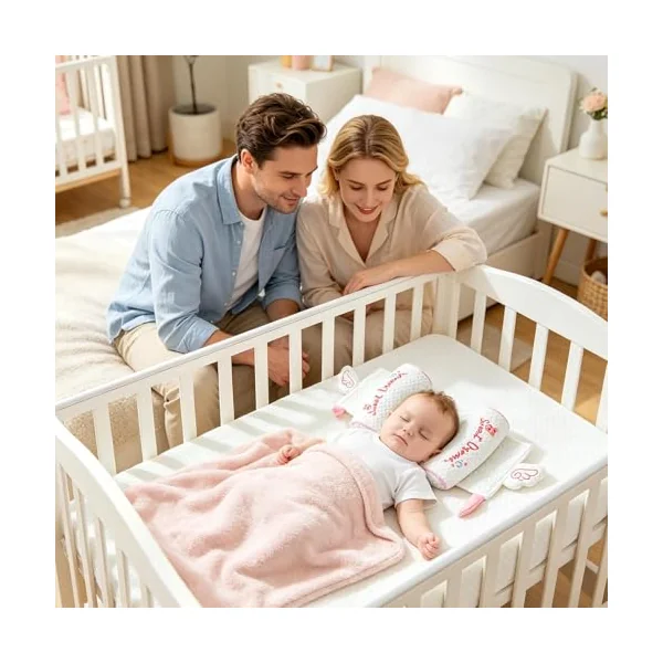 Pillow for Children's Head, Adjustable and Washable Headrest | Supportive curved cushion for baby bed for everyday use at home when travelling in the pram and car seat for
