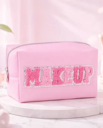 Pink Boucle Make Up Bag