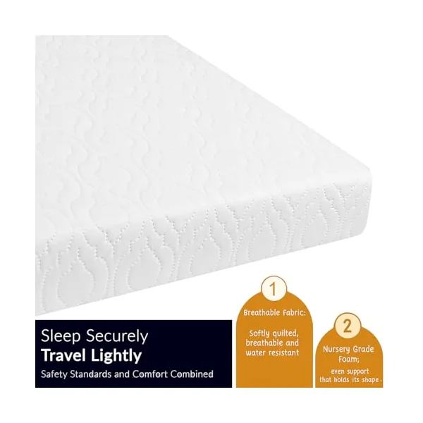 Pinkfairy 160 x 80cm Baby Toddler Cot Bed Foam Mattress Fully Breathable & Zipped Removable Washable Cover, Anti Allergy, White (160 x 80 x 13 CM)