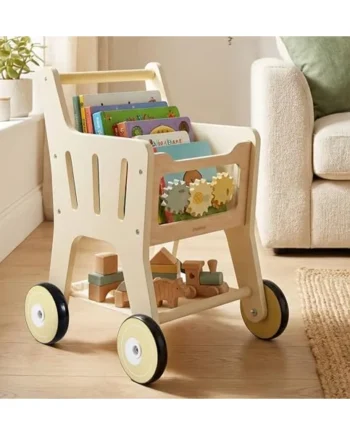 Pithfor Wooden Shopping Cart for Kids, 3 in 1 Wooden Baby Push Walker, Baby Doll Stroller, Toy Shopping Cart for Toddlers 1-3