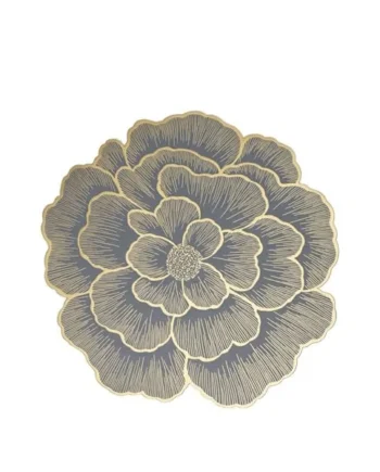 Place Mats for Birthday 10s, PVC Blue Gold Table Mat Rose, Round Place Mats Washable Vintage for Table, Bar, 38 cm