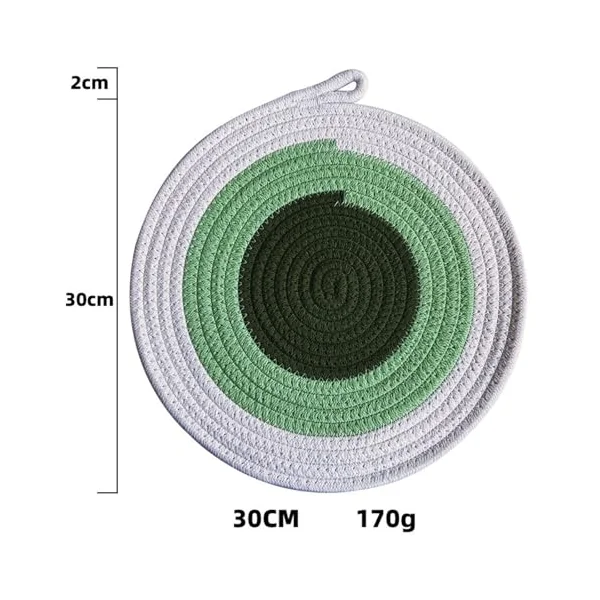 Place Mats Green Vintage Set of 2, Cotton Linen Table Mats Set Woven, Round Place Mats Washable Boy for Home and Hotel, 30 cm