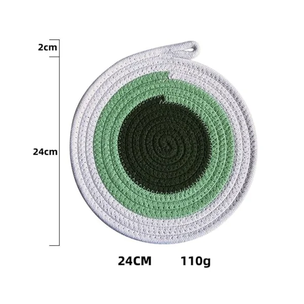 Place Mats Green Vintage Set of 2, Cotton Linen Table Mats Set Woven, Round Place Mats Washable Boy for Home and Hotel, 30 cm