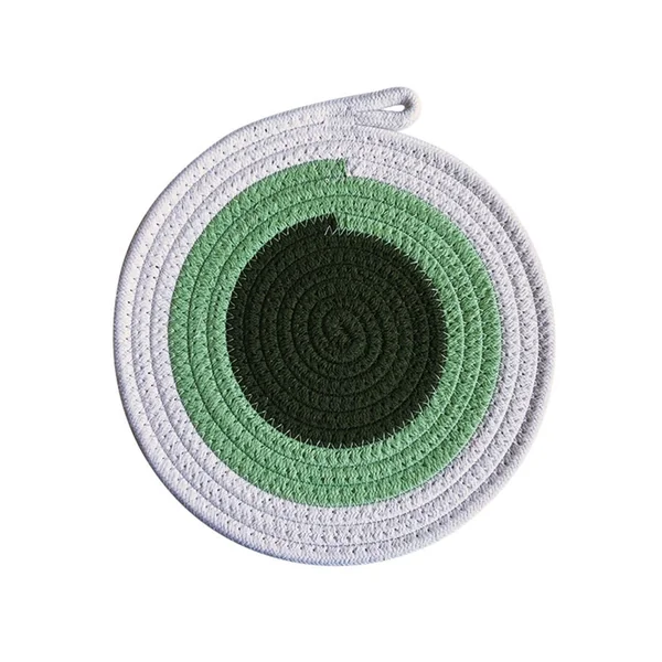 Place Mats Green Vintage Set of 2, Cotton Linen Table Mats Set Woven, Round Place Mats Washable Boy for Home and Hotel, 30 cm