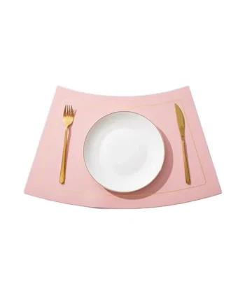 Place Mats Rose Light Blue Wipe Clean Set of 2 PU Leather Table Mats Reversible Two-Tone Plain Golden Lines Square Place Mat Non-Slip Washable for Table Bar 30 x 50 cm