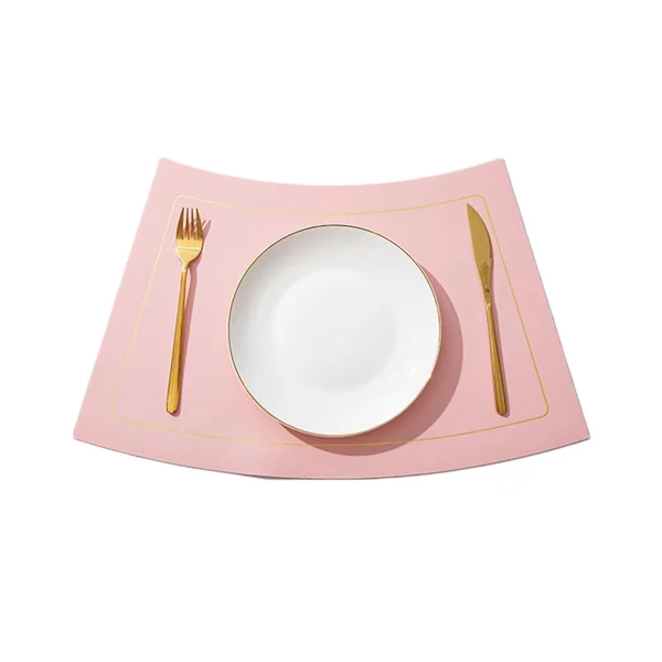 Place Mats Rose Light Blue Wipe Clean Set of 2 PU Leather Table Mats Reversible Two-Tone Plain Golden Lines Square Place Mat Non-Slip Washable for Table Bar 30 x 50 cm