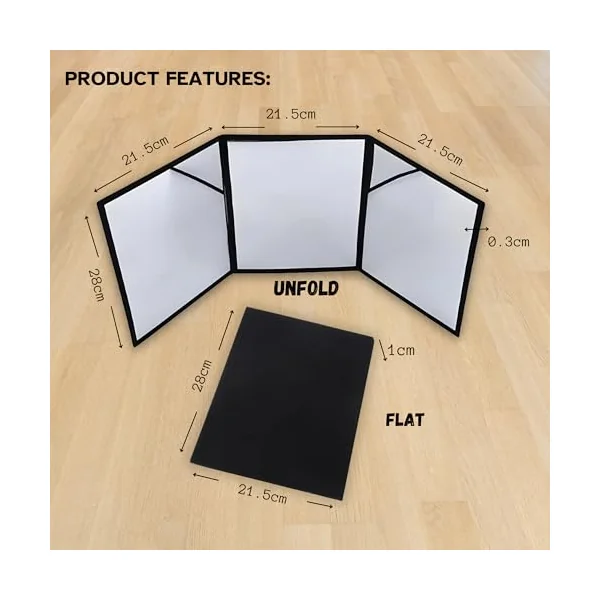 Playlearn Sensory Mirror 3 Way Visual Play and Exploration, 3 Panel Folding,High Contrast Coordination Mirror for Toddlers Early Development & Activity Toys