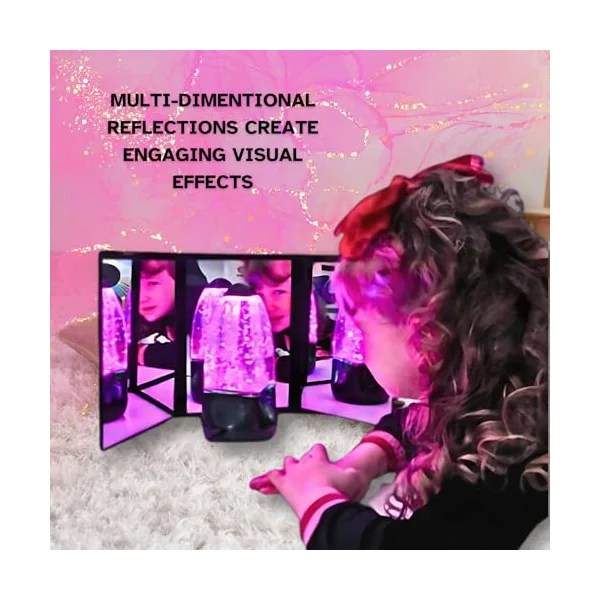 Playlearn Sensory Mirror 3 Way Visual Play and Exploration, 3 Panel Folding,High Contrast Coordination Mirror for Toddlers Early Development & Activity Toys