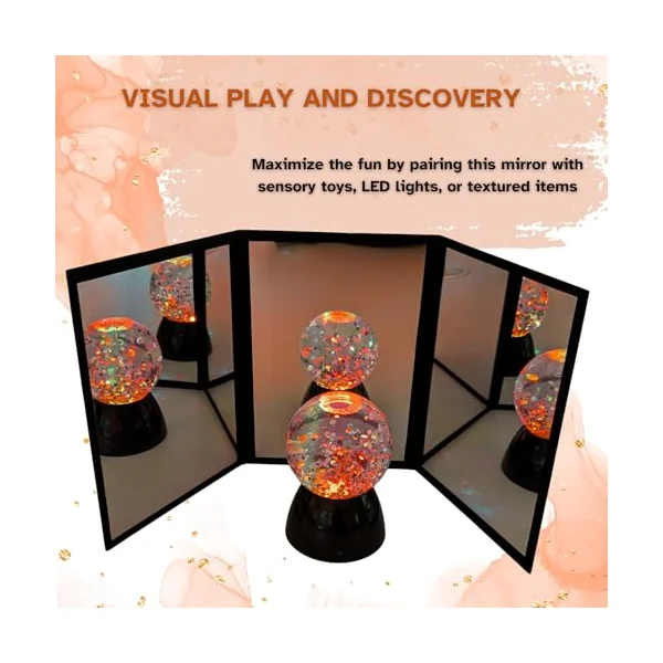 Playlearn Sensory Mirror 3 Way Visual Play and Exploration, 3 Panel Folding,High Contrast Coordination Mirror for Toddlers Early Development & Activity Toys