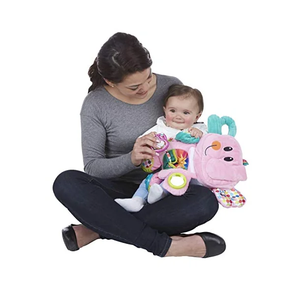 Playskool Fold 'n Go Elephant Stuffed Animal Tummy Time Toy for Babies 3 Months and Up, Pink Amazon Exclusive