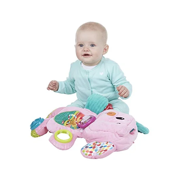 Playskool Fold 'n Go Elephant Stuffed Animal Tummy Time Toy for Babies 3 Months and Up, Pink Amazon Exclusive