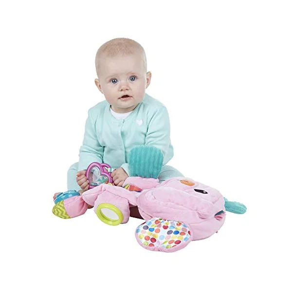 Playskool Fold 'n Go Elephant Stuffed Animal Tummy Time Toy for Babies 3 Months and Up, Pink Amazon Exclusive