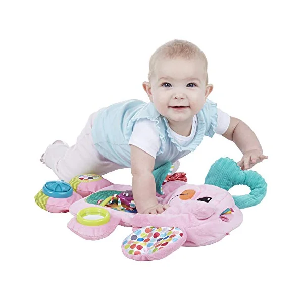 Playskool Fold 'n Go Elephant Stuffed Animal Tummy Time Toy for Babies 3 Months and Up, Pink Amazon Exclusive