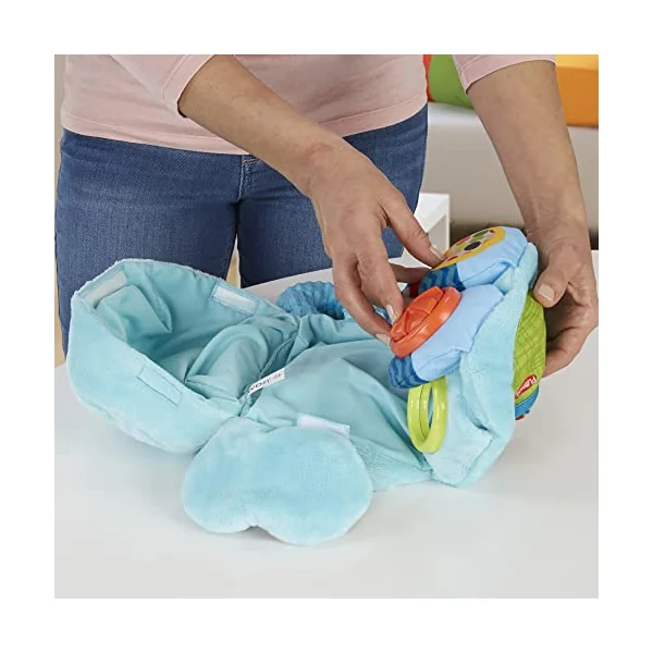Playskool Fold ’n’ Go Elephant Tummy Time Toy for Babies from 3 Months Old, Blue (Amazon Exclusive)