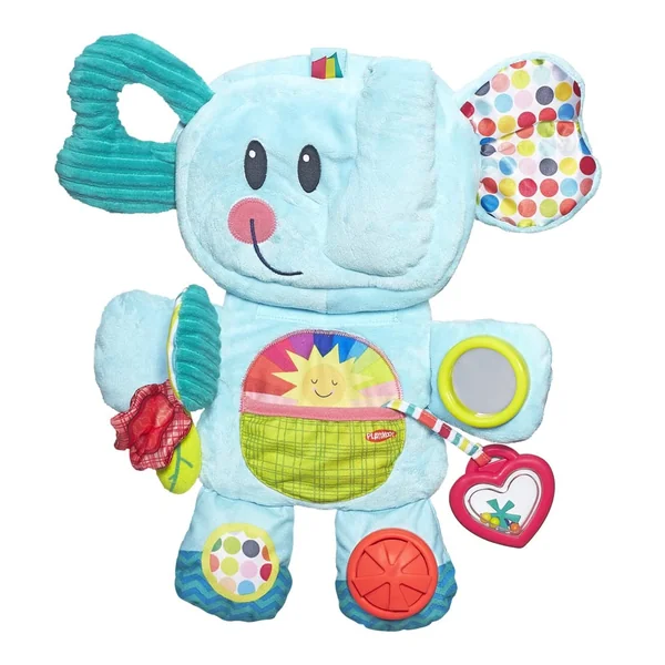 Playskool Fold ’n’ Go Elephant Tummy Time Toy for Babies from 3 Months Old, Blue (Amazon Exclusive)