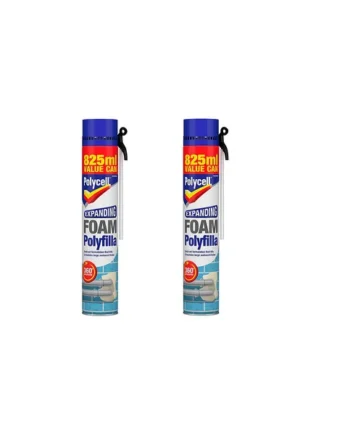 Polycell Expanding Foam Filler Spray Gap Filler 825ml Pack of 2