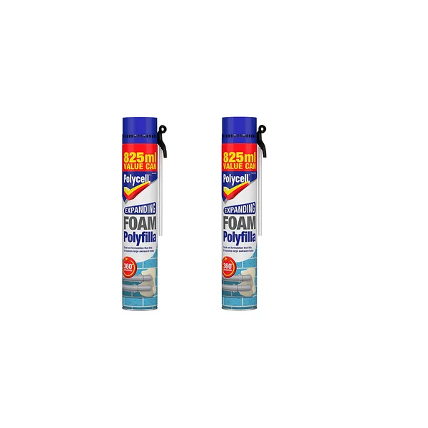 Polycell Expanding Foam Filler Spray Gap Filler 825ml Pack of 2