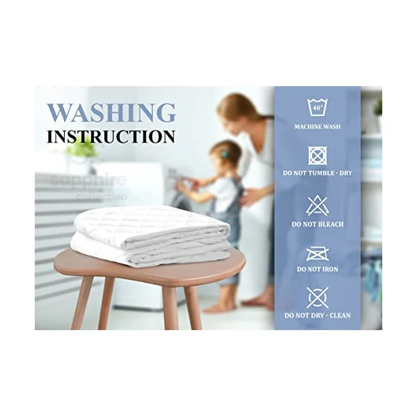 Poly-Cotton Quilted Mattress Protector Microfiber Fitted 30cm Deep Skirt Soft Touch for Extra Comfort Non Noisy Hotel Quality Anti-Allergy & Breathable (Cot Bed 70cmx140cm(30CM DEEP))