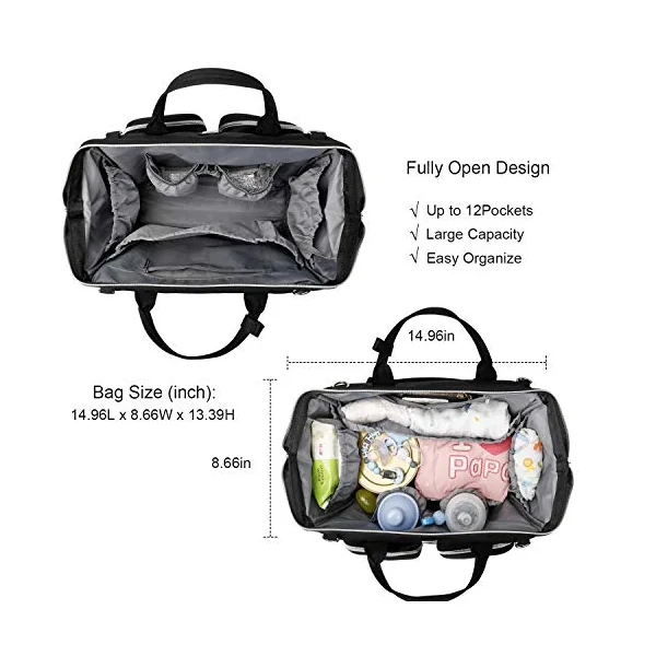 Pomelo Best Baby Changing Bag with Pram Clips and Changing Mat